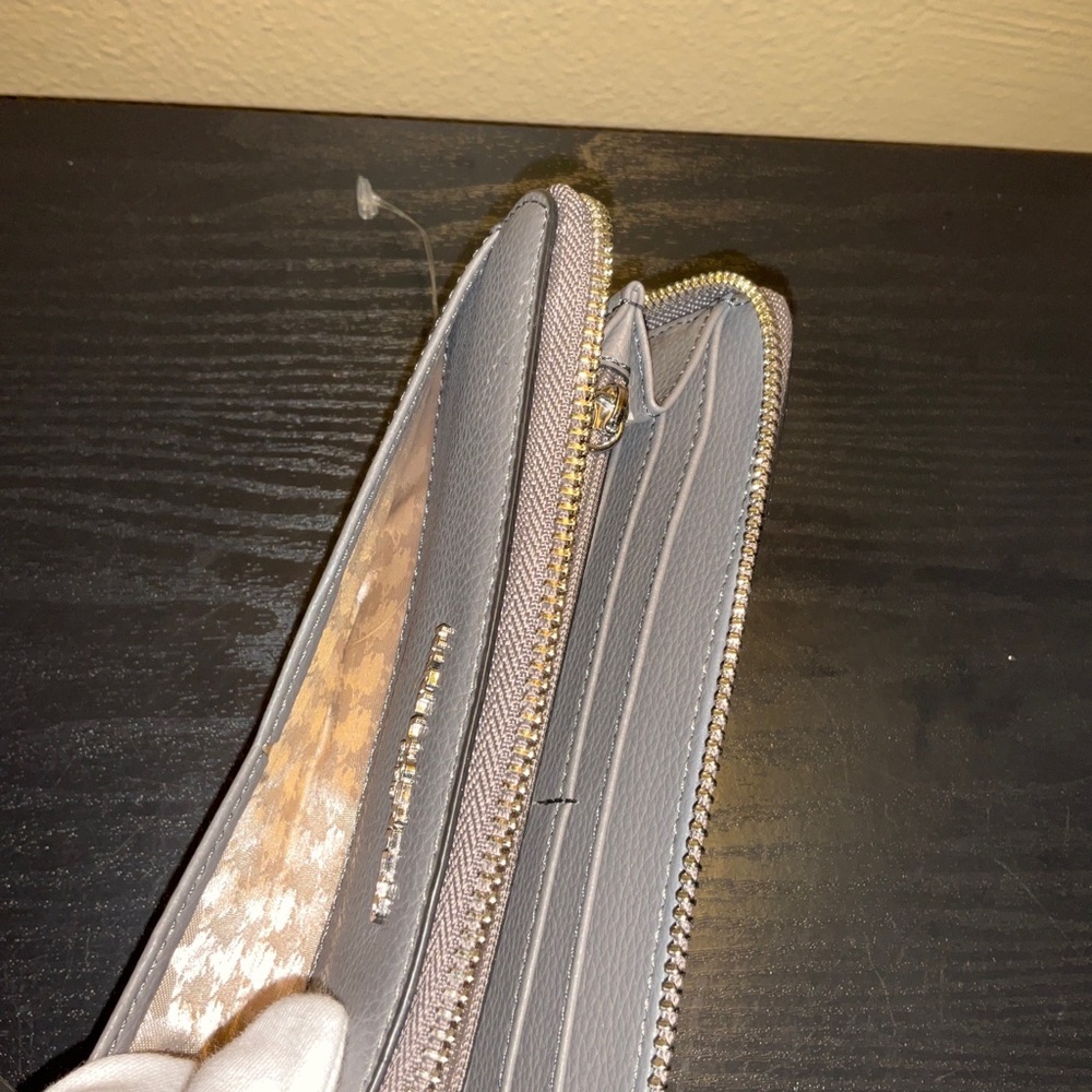 Karl Lagerfeld gray pebbled leather continental zip around wallet - Picture 6 of 11